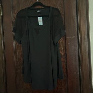 Black Torrid top with mesh sleeves size 2